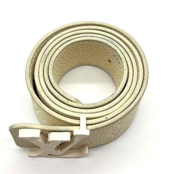 Size 95CM - Louis Vuitton San Tulle White Leather Men's Belt - Picture 2 of 6